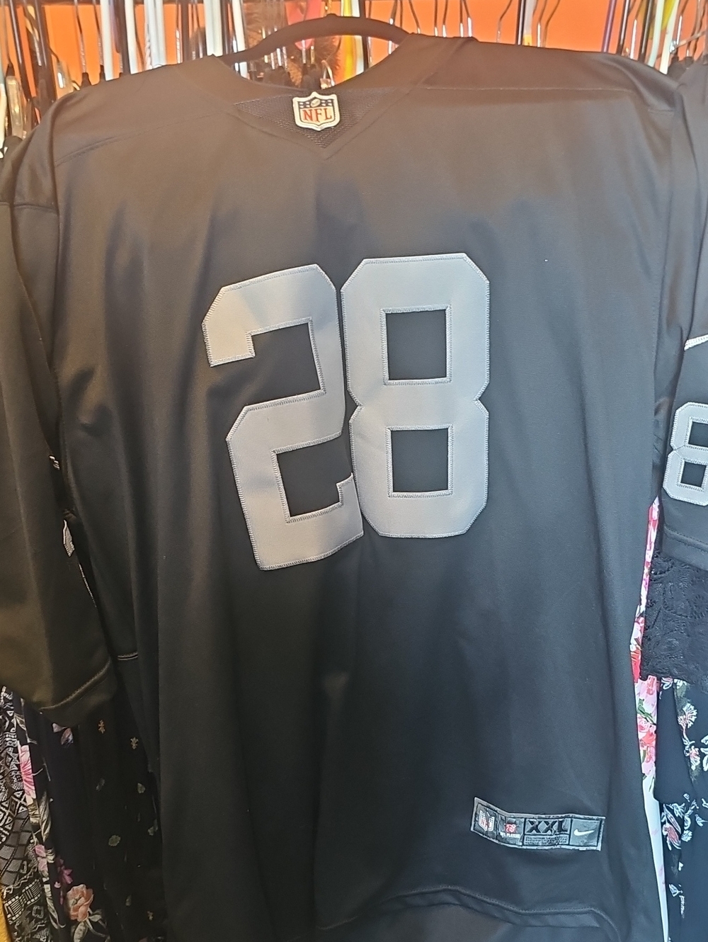 NFL Men's Black and Gray #28 Football Jersey